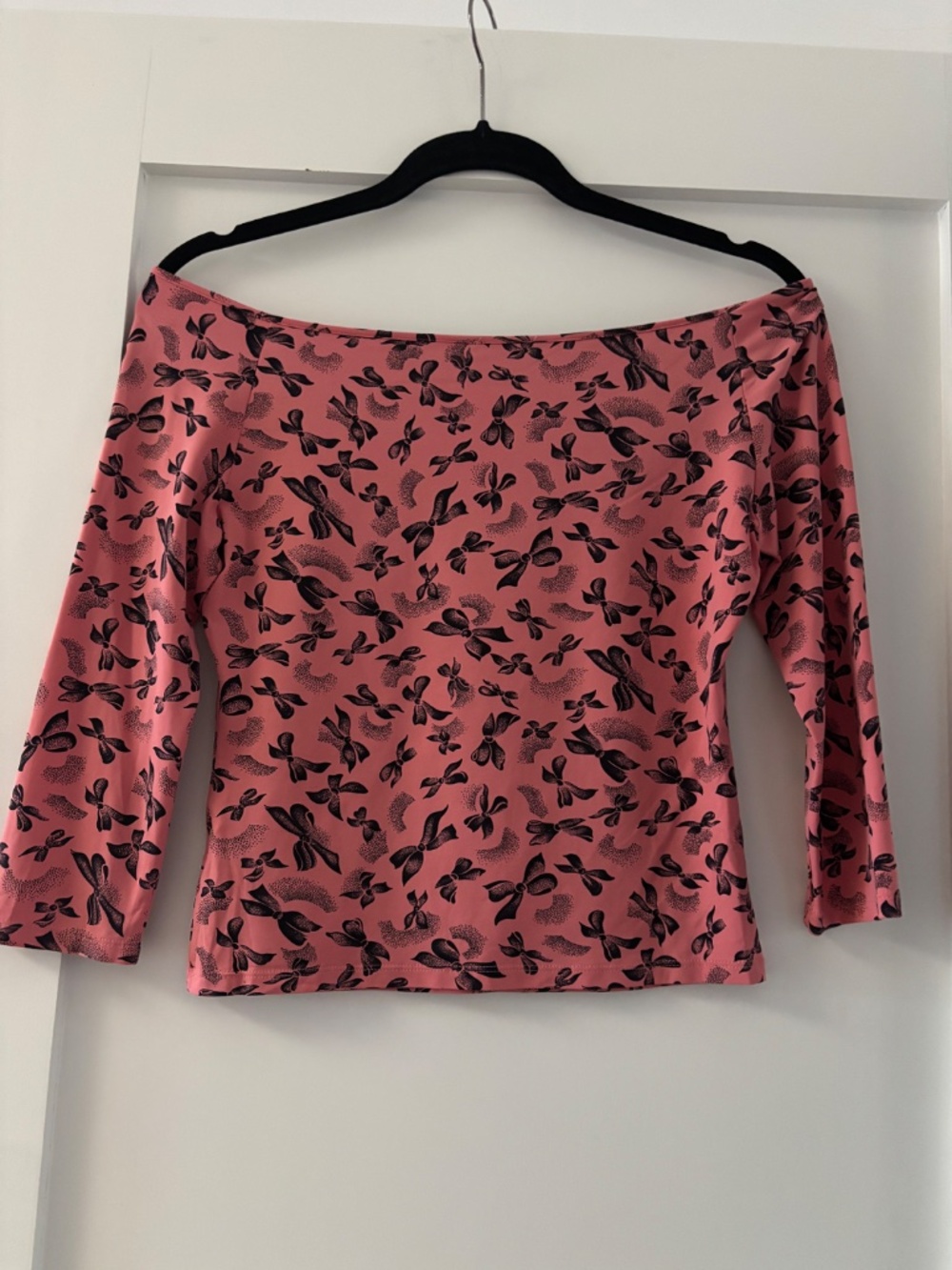 Vintage ANNA MOLINARI Bow Print Off-the-Shoulder Top - Made In Italy - Med - Picture 5 of 6